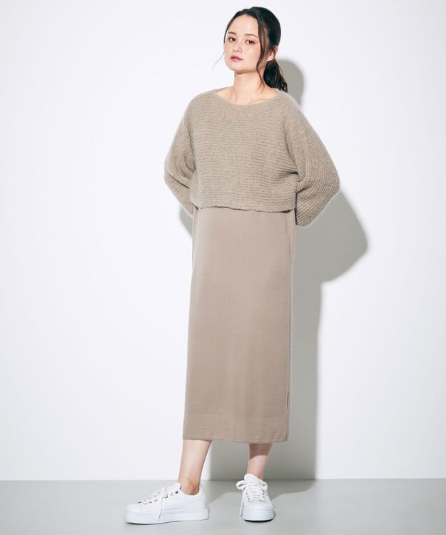 GRACE CONTINENTAL ショートトップセットニットワンピース ベージュ