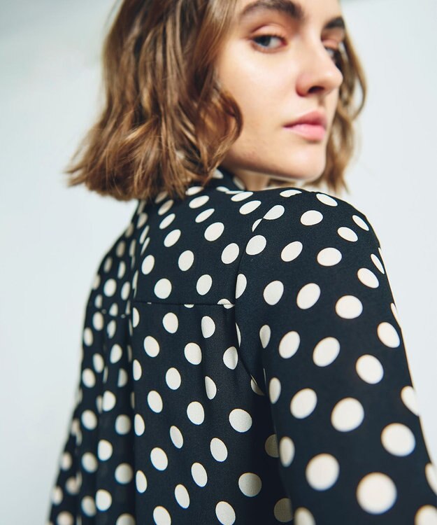 GRACE CONTINENTAL ドットプリントボウタイブラウス ブラック