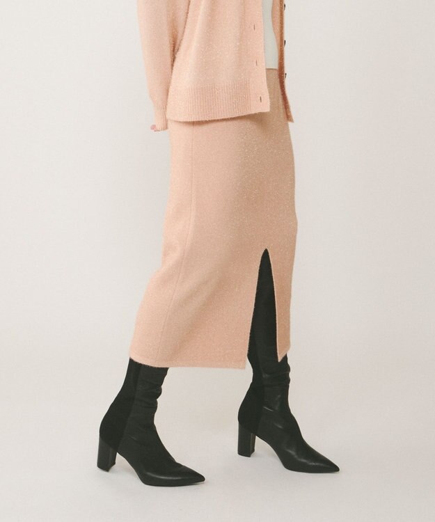 GRACE CONTINENTAL フィルムヤーンニットスカート ピンク