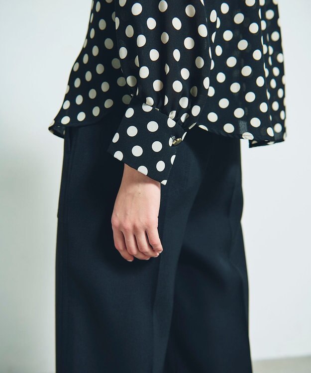 GRACE CONTINENTAL ドットプリントボウタイブラウス ブラック