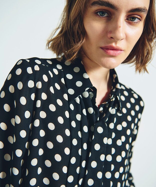 GRACE CONTINENTAL ドットプリントボウタイブラウス ブラック