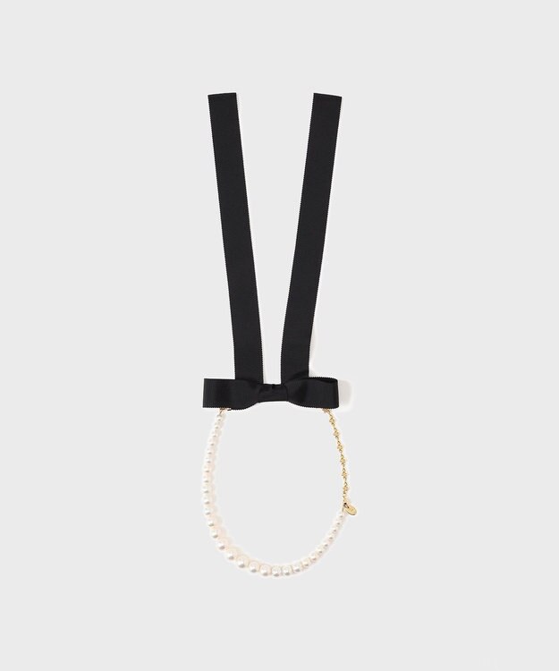 GRACE CONTINENTAL パールリボンネックレス ホワイト