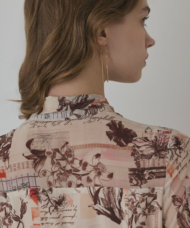 GRACE CONTINENTAL ロゴフラワ－プリントボウタイワンピース オレンジ