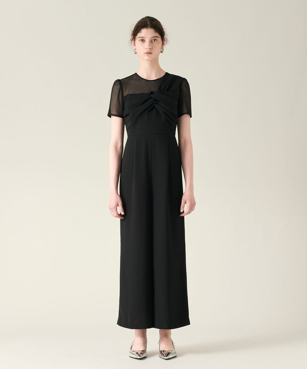 GRACE CONTINENTAL ドレープリボンサロペット ブラック