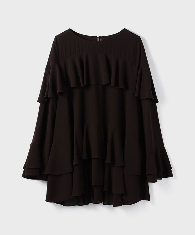 GRACE CONTINENTAL シフォンフリルブラウス ダークブラウン