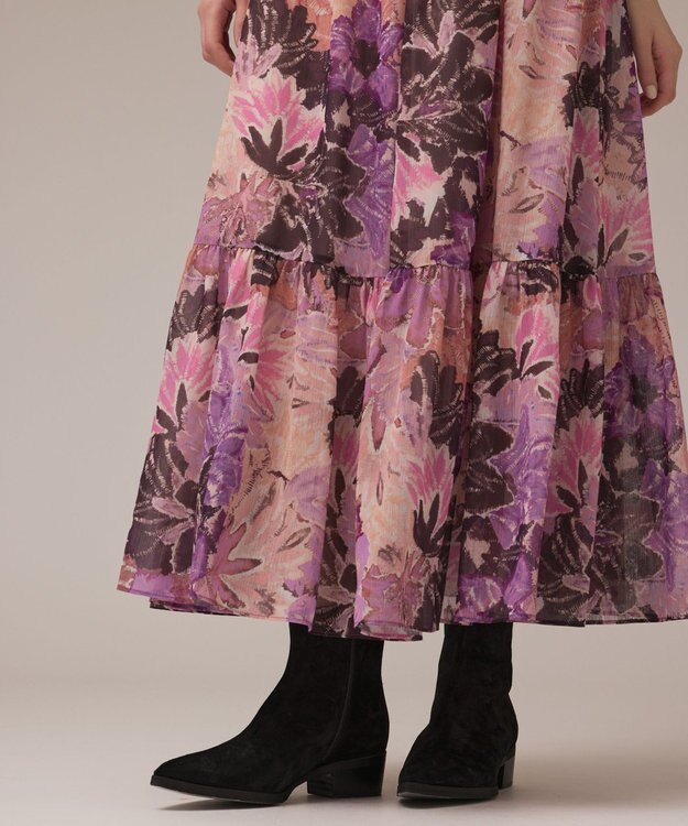 GRACE CONTINENTAL タイダイリーフプリントワンピース ラベンダー