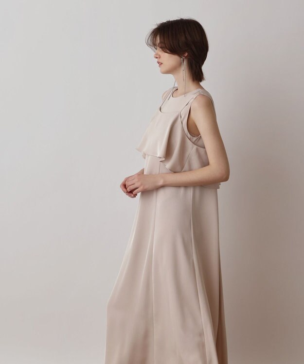 GRACE CONTINENTAL サテンレイヤードワンピース ベージュ