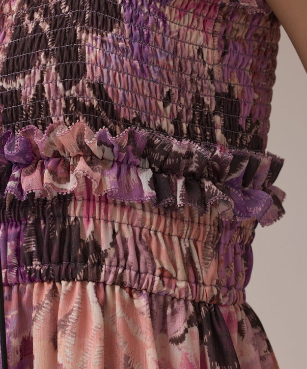 GRACE CONTINENTAL タイダイリーフプリントワンピース ラベンダー