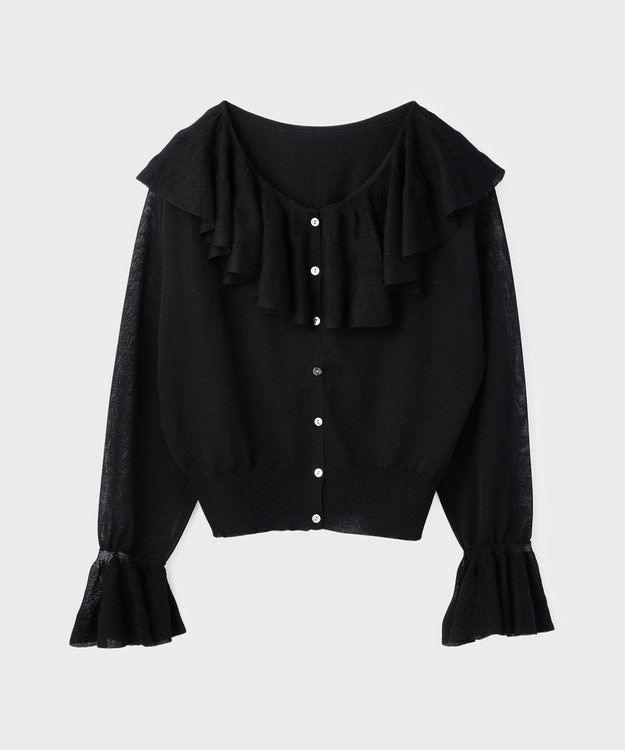 GRACE CONTINENTAL フリルニットカーディガン ブラック