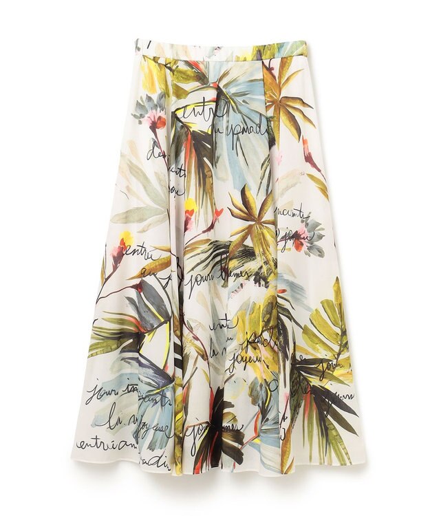 GRACE CONTINENTAL リゾートリーフプリントスカート ホワイト