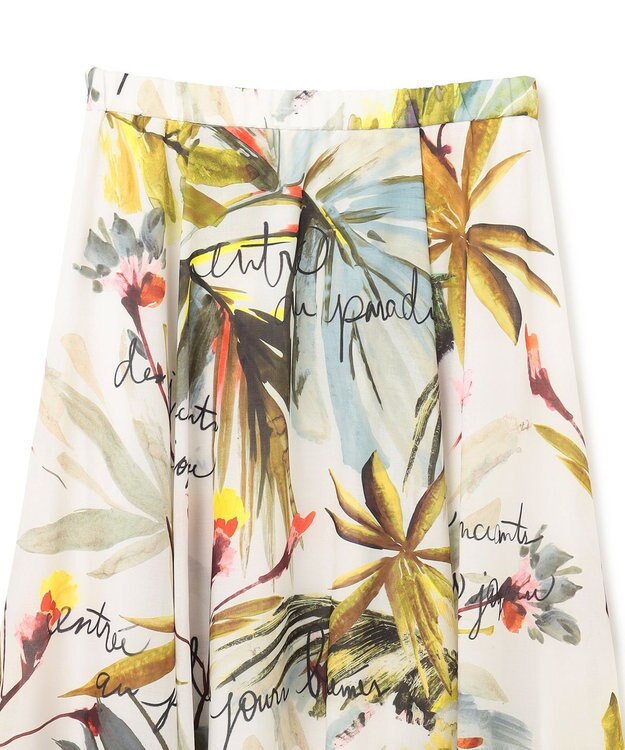 GRACE CONTINENTAL リゾートリーフプリントスカート ホワイト