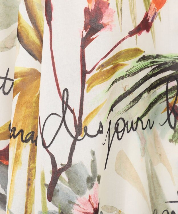 GRACE CONTINENTAL リゾートリーフプリントスカート ホワイト