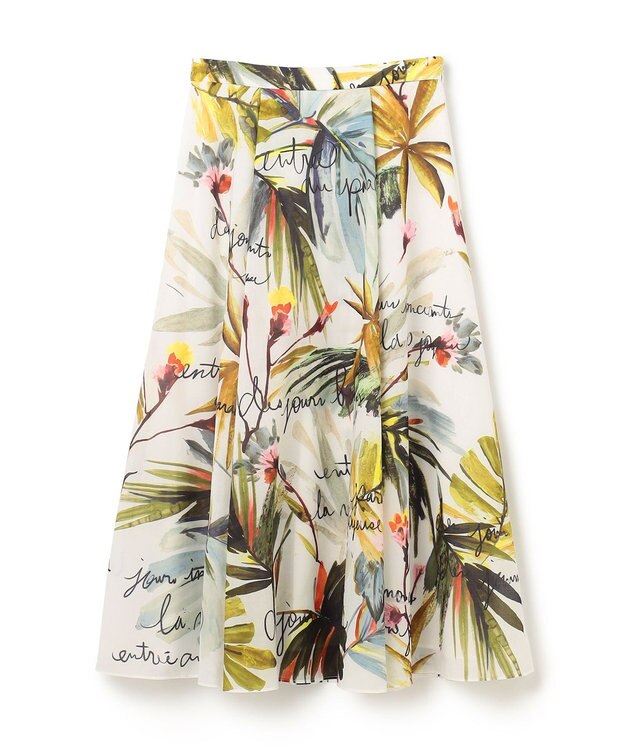 GRACE CONTINENTAL リゾートリーフプリントスカート ホワイト