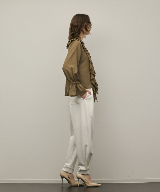 GRACE CONTINENTAL フリルブラウス カーキ