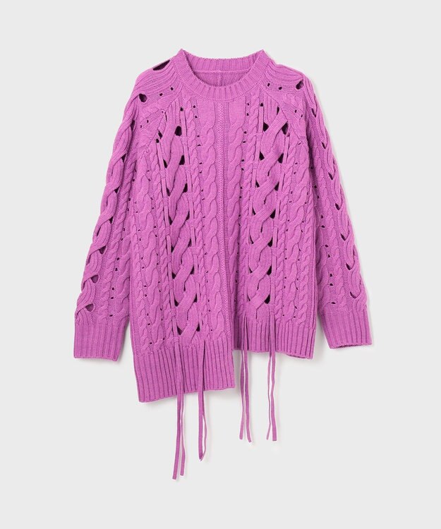 GRACE CONTINENTAL オーバーケーブルニットトップ パープル