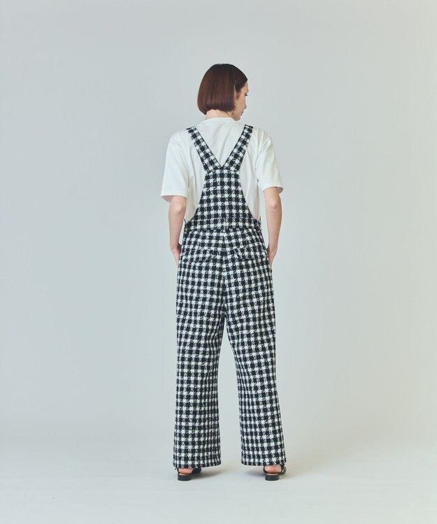 GRACE CONTINENTAL チェックツイードサロペット ブラック