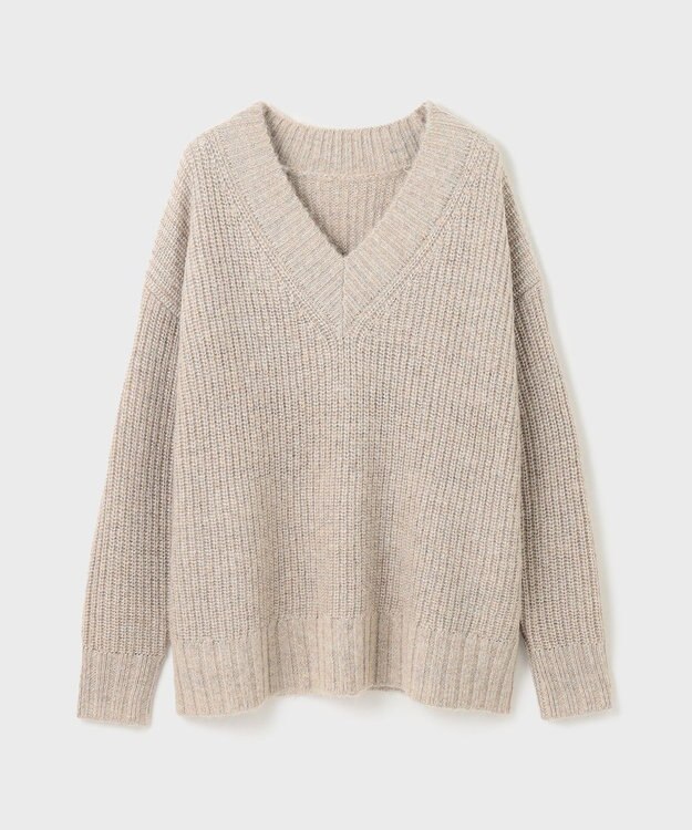 GRACE CONTINENTAL ラメ畦ニットトップ ベージュ