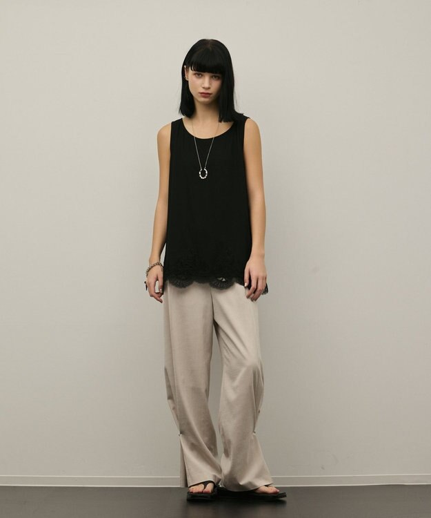 GRACE CONTINENTAL トリアセサイドラインパンツ ベージュ