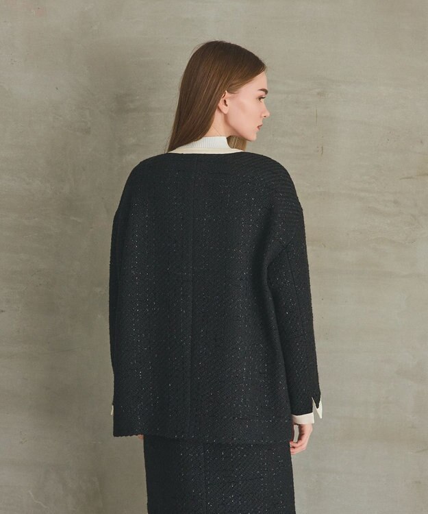 GRACE CONTINENTAL ツイードトリミングジャケット ブラック