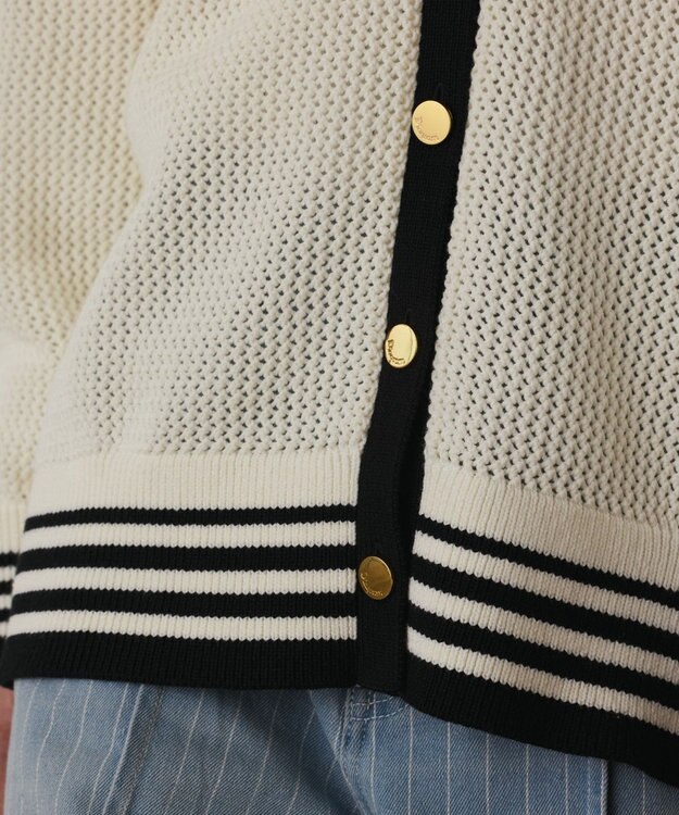 GRACE CONTINENTAL メッシュラインニットカーディガン ホワイト