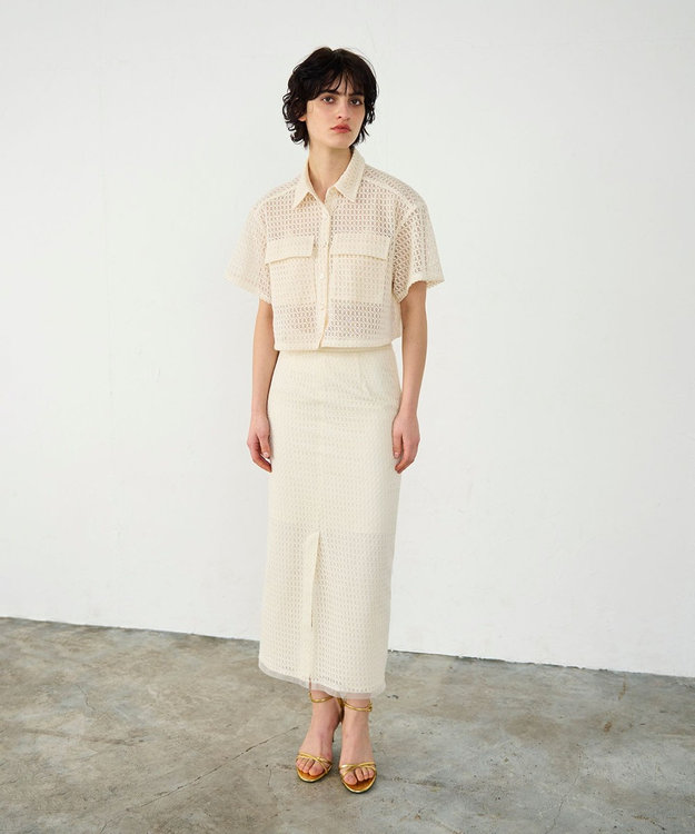 GRACE CONTINENTAL ラッセルメッシュシャツ ベージュ