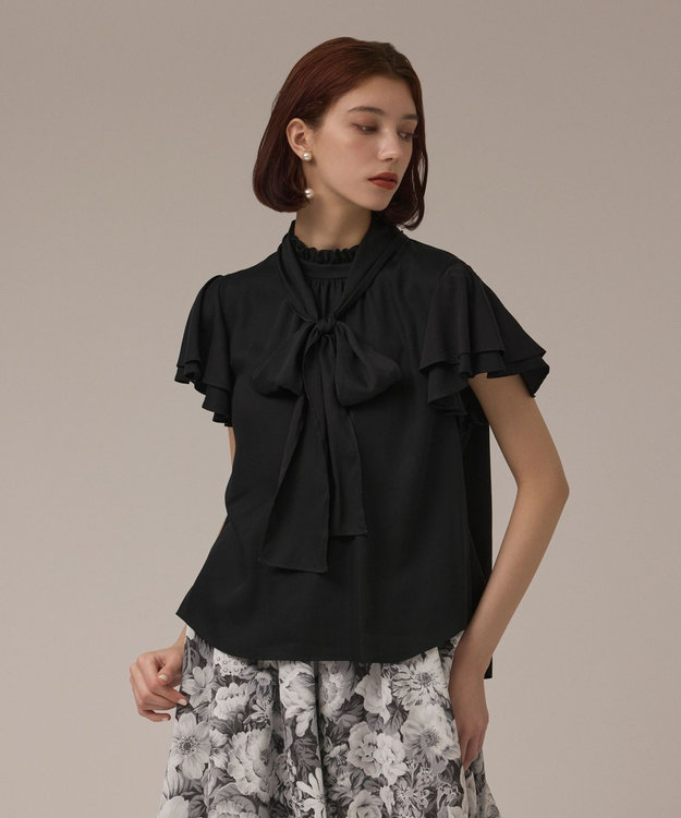 GRACE CONTINENTAL フリルボウタイブラウス ブラック