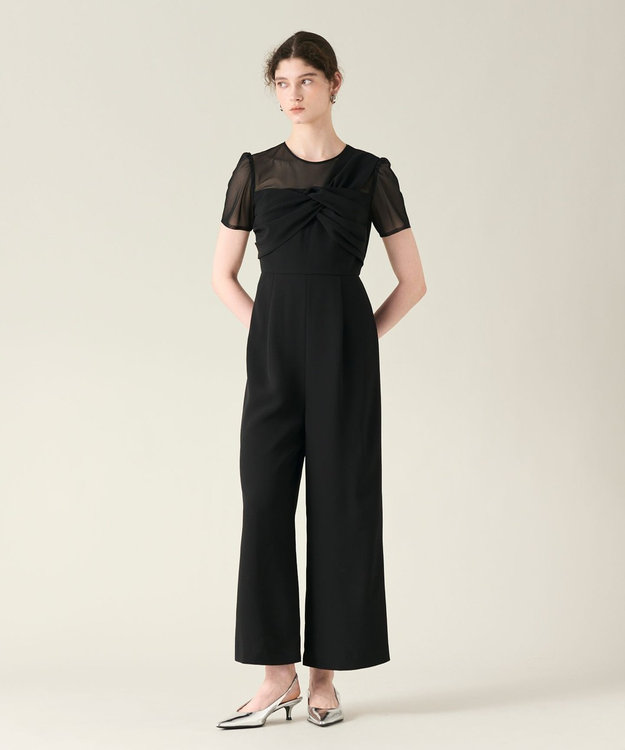 GRACE CONTINENTAL ドレープリボンサロペット ブラック