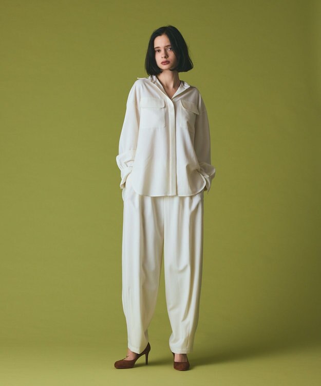 GRACE CONTINENTAL ウールワイドレッグパンツ キナリ