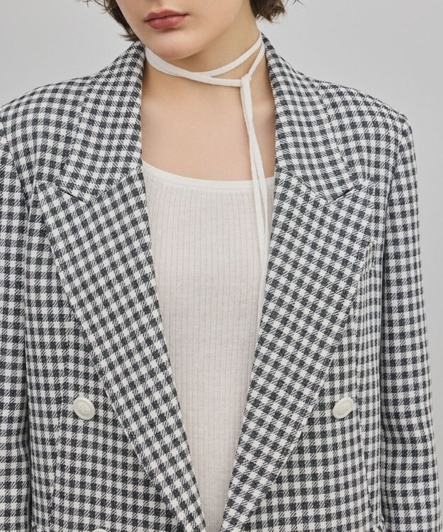 GRACE CONTINENTAL ギンガムダブルジャケット バイカラー