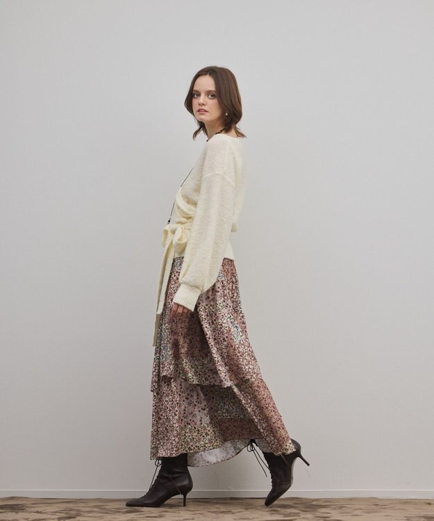 GRACE CONTINENTAL パッチワークプリントスカート ベージュ