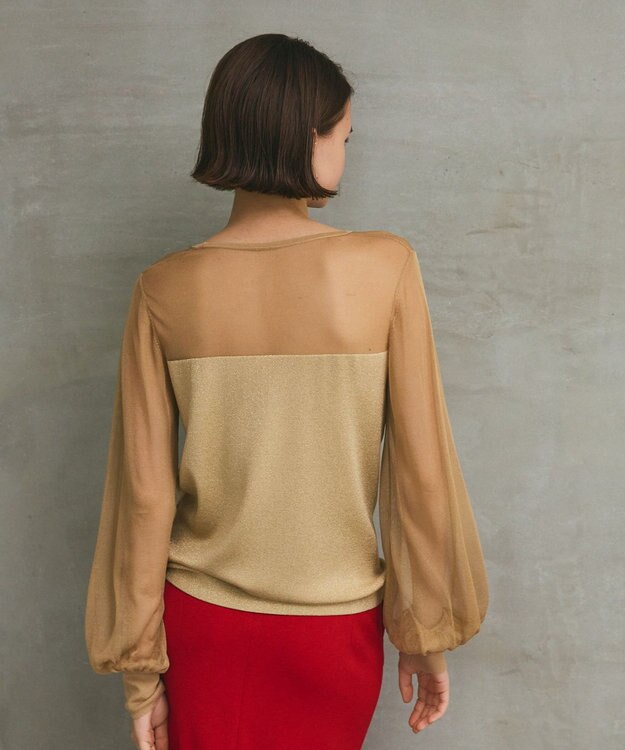 GRACE CONTINENTAL ラメコンビシアーニット ゴールド