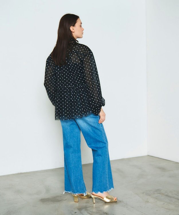 GRACE CONTINENTAL ドットフロッキーチュールトップ ブラック