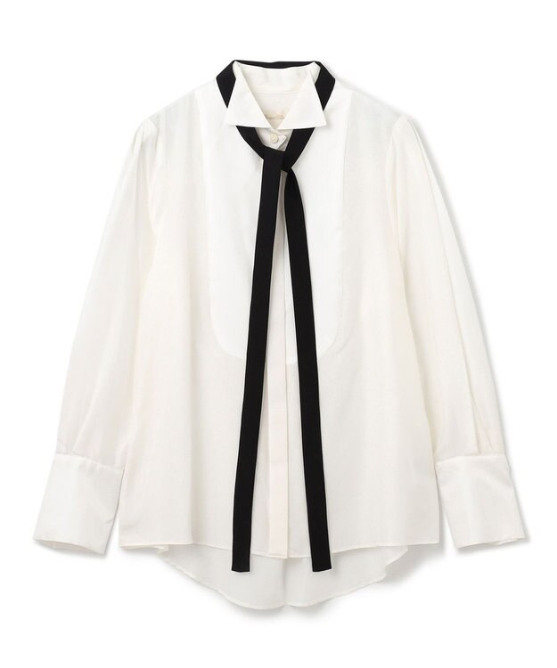 GRACE CONTINENTAL シルクコンビドレスシャツ ホワイト