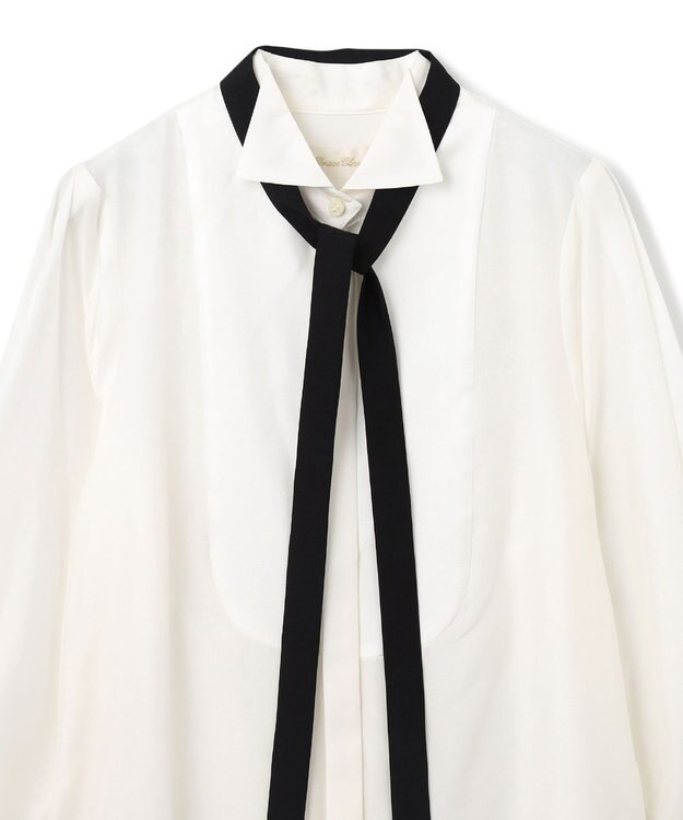 GRACE CONTINENTAL シルクコンビドレスシャツ ホワイト