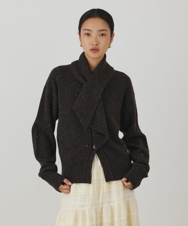 GRACE CONTINENTAL ネップニットカーディガン ブラウン