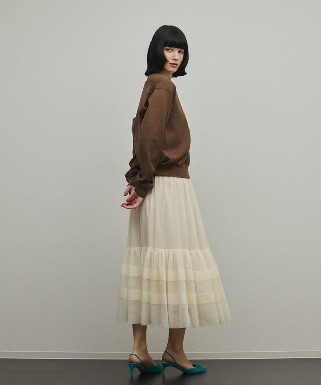GRACE CONTINENTAL レイヤードニットトップ ブラウン