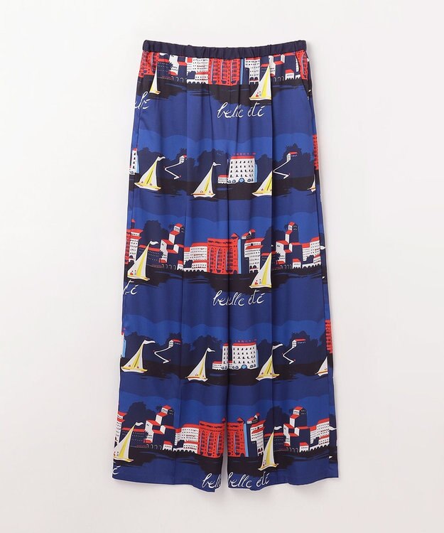 GRACE CONTINENTAL マリンプリントイージーパンツ ブルー