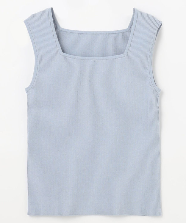 GRACE CONTINENTAL スクエアリブニットトップ ブルー