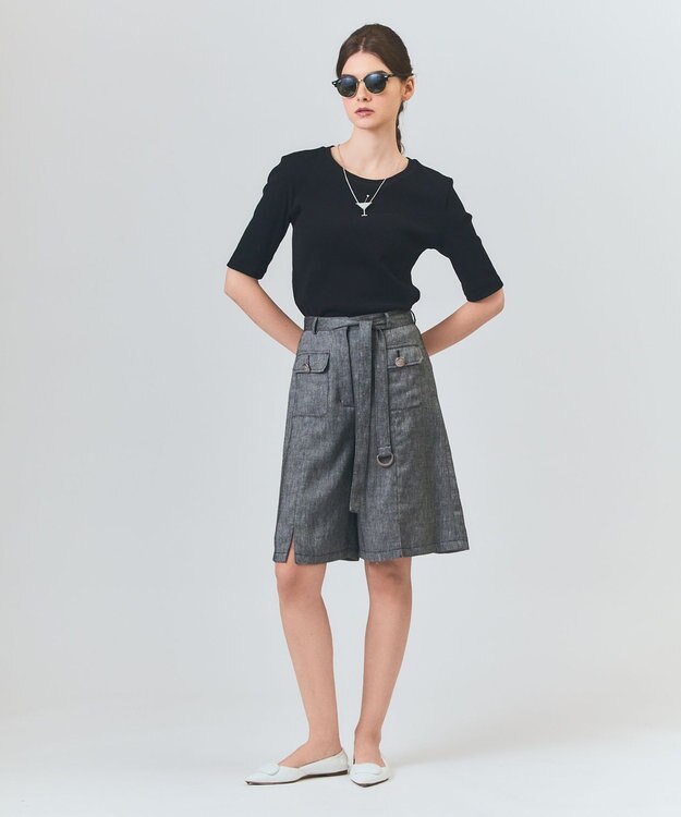 GRACE CONTINENTAL リネンデニムライクパンツ ブラック