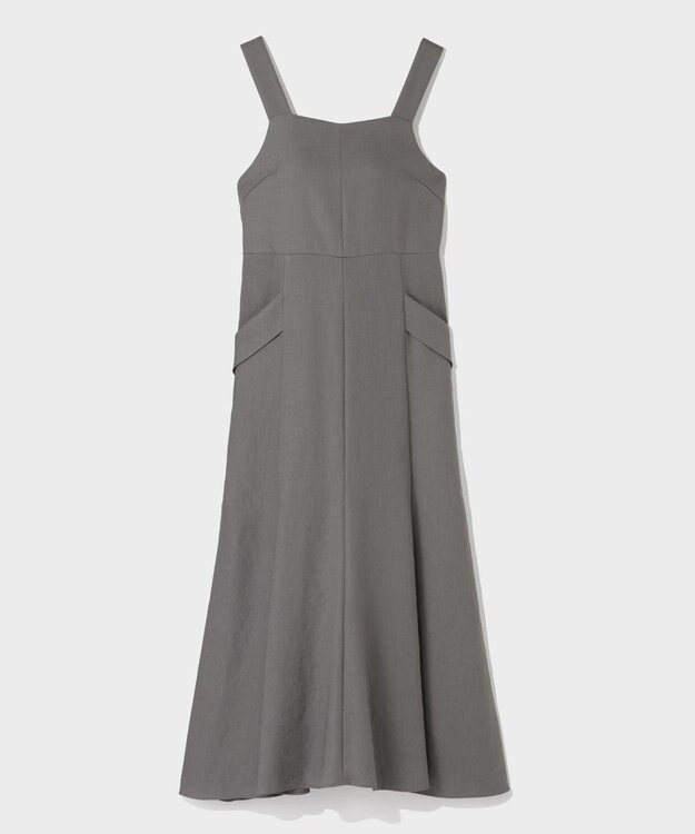 GRACE CONTINENTAL リネンタッチロングドレス グレー