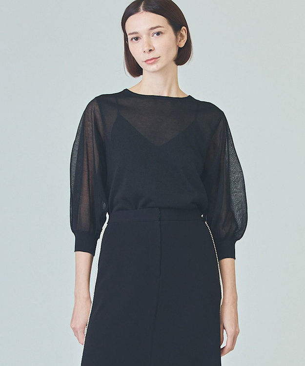 GRACE CONTINENTAL ラメシアーニットトップ ブラック