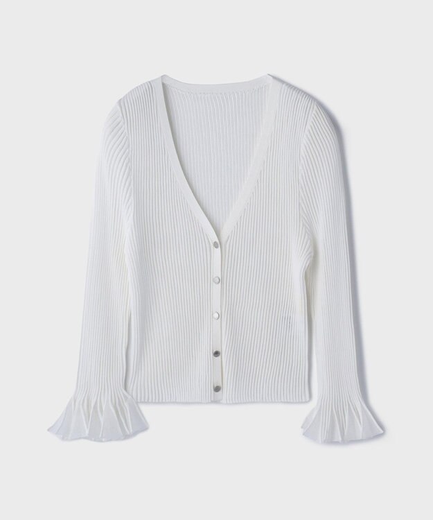 GRACE CONTINENTAL シアーフリルニットカーディガン ホワイト