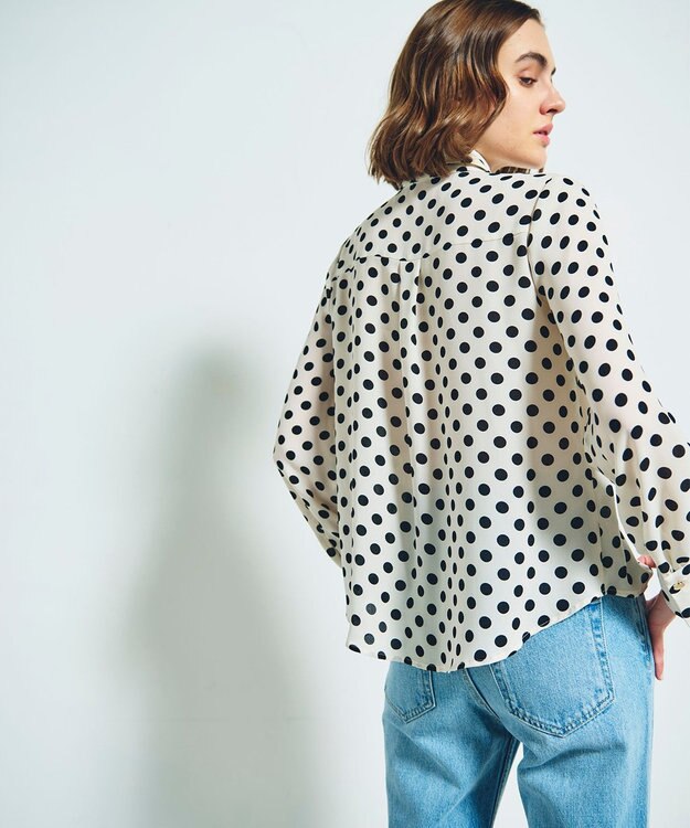 GRACE CONTINENTAL ドットプリントボウタイブラウス キナリ
