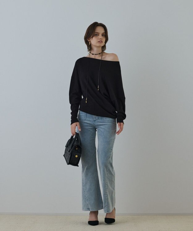 GRACE CONTINENTAL コーデュロイフレアパンツ ブルー