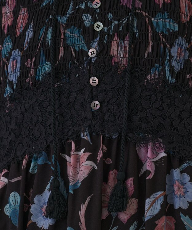 GRACE CONTINENTAL サラサプリントティアードワンピース ブラック