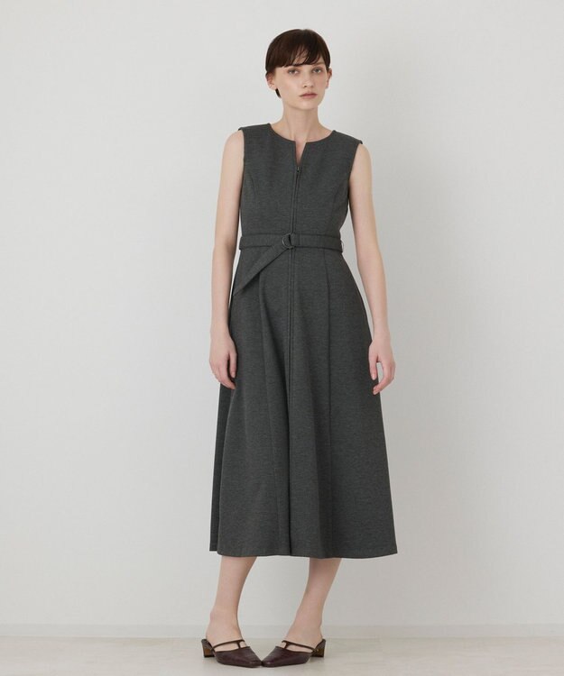 GRACE CONTINENTAL フレア切替カットワンピース チャコール