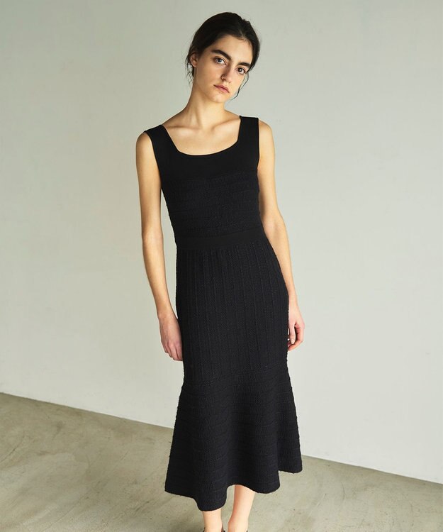 GRACE CONTINENTAL ツイードマーメイドニットワンピース ブラック