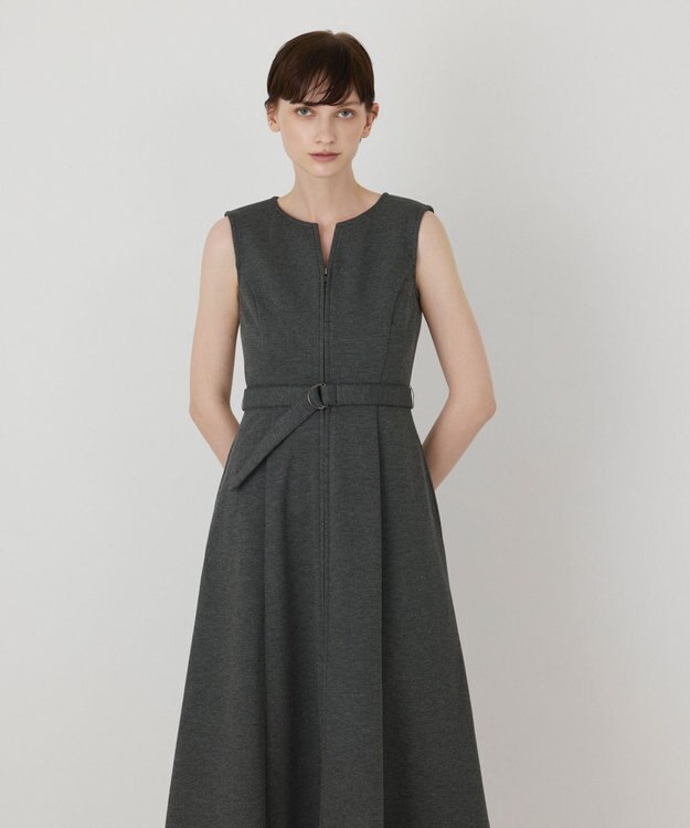 GRACE CONTINENTAL フレア切替カットワンピース チャコール