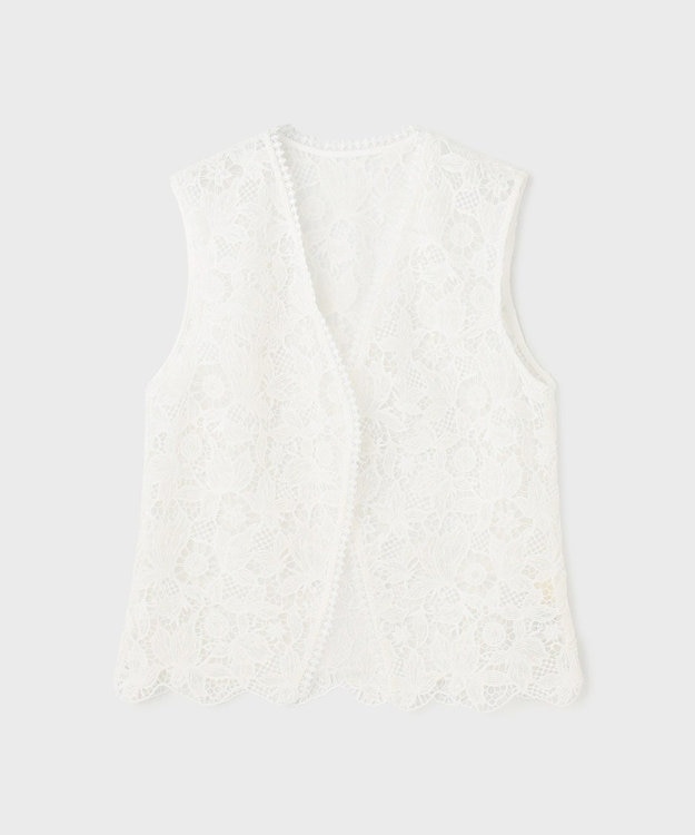 GRACE CONTINENTAL レース刺繍ベスト ホワイト