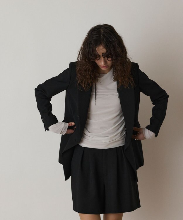 GRACE CONTINENTAL リネンライクダブルジャケット ブラック